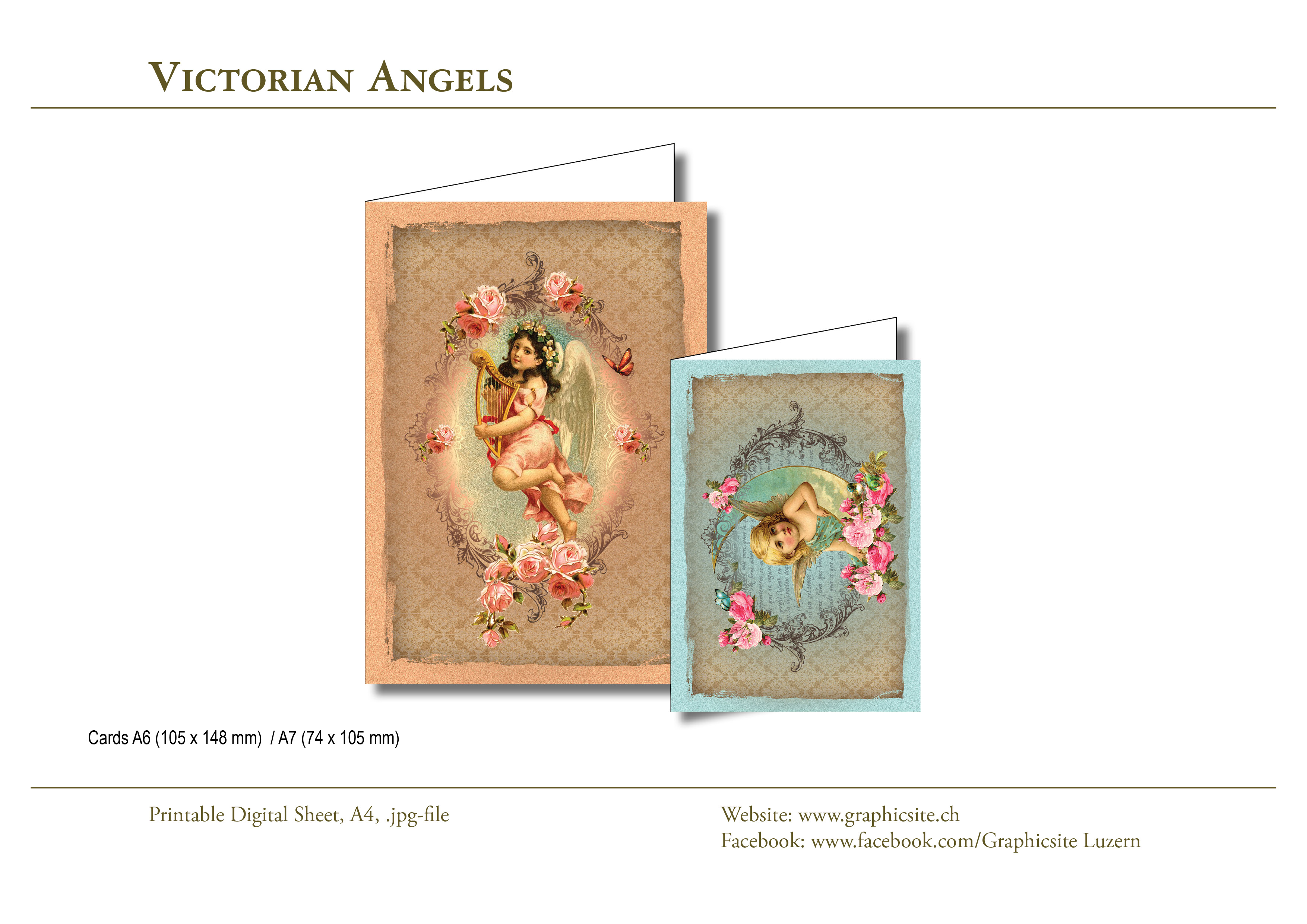 Printable Digital Sheets - DIN A-Formate - Victorian Angels